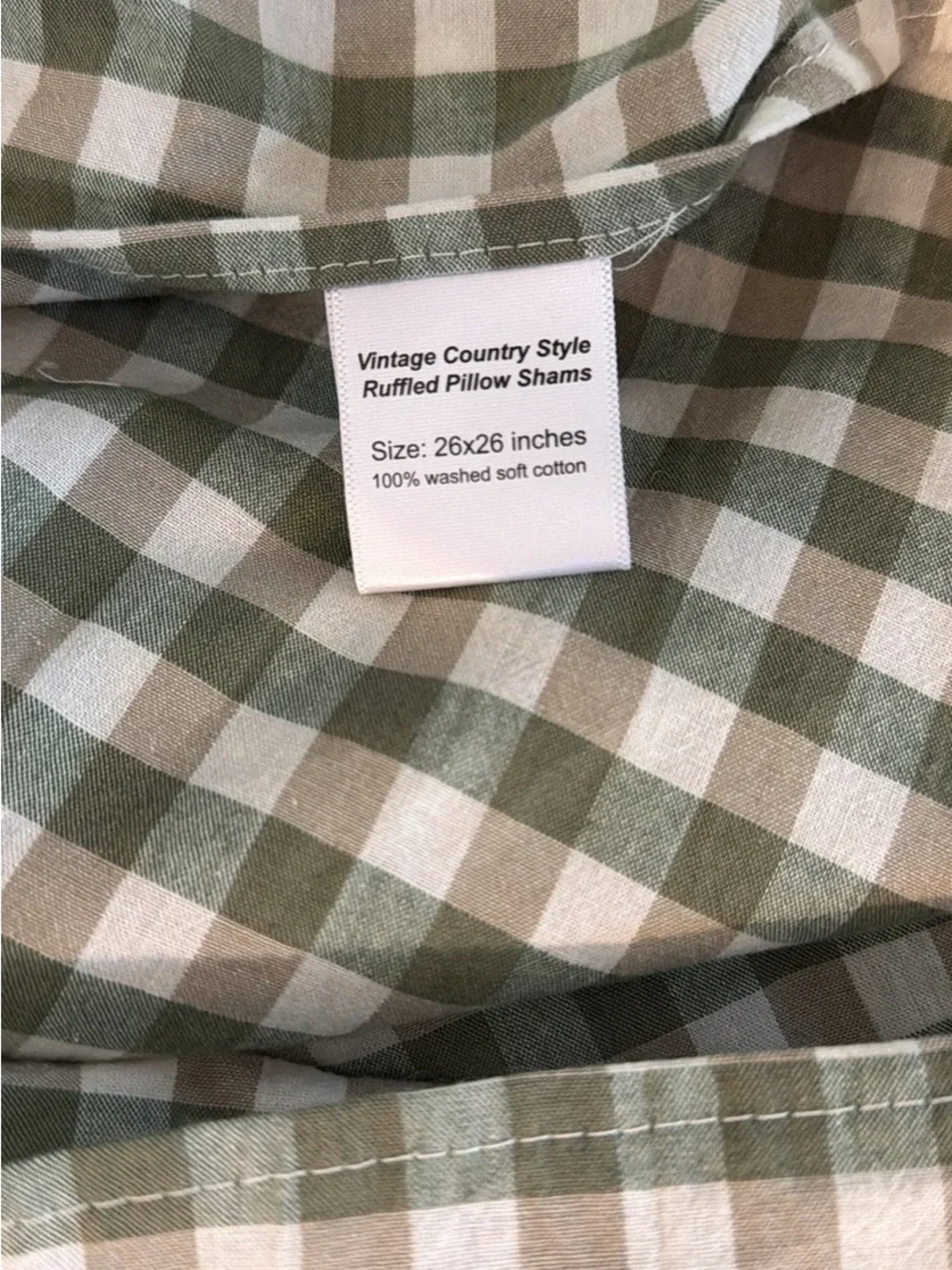 Green Gingham square pillow shams with 2 green cylindrical pillows